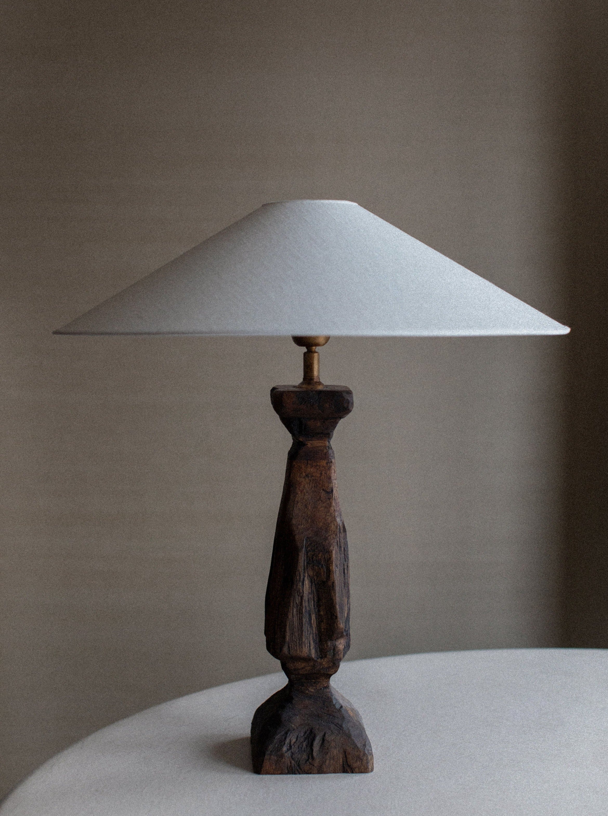 Hand-Carved Wooden Table Lamp