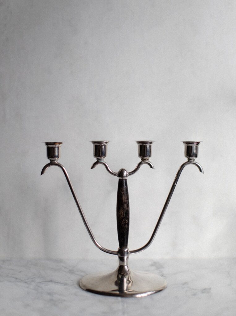 Chrome and Wood Candle Holder