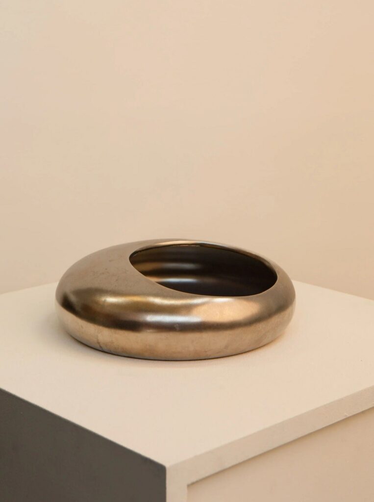 Metallic Effect Ceramic Catchall Bowl