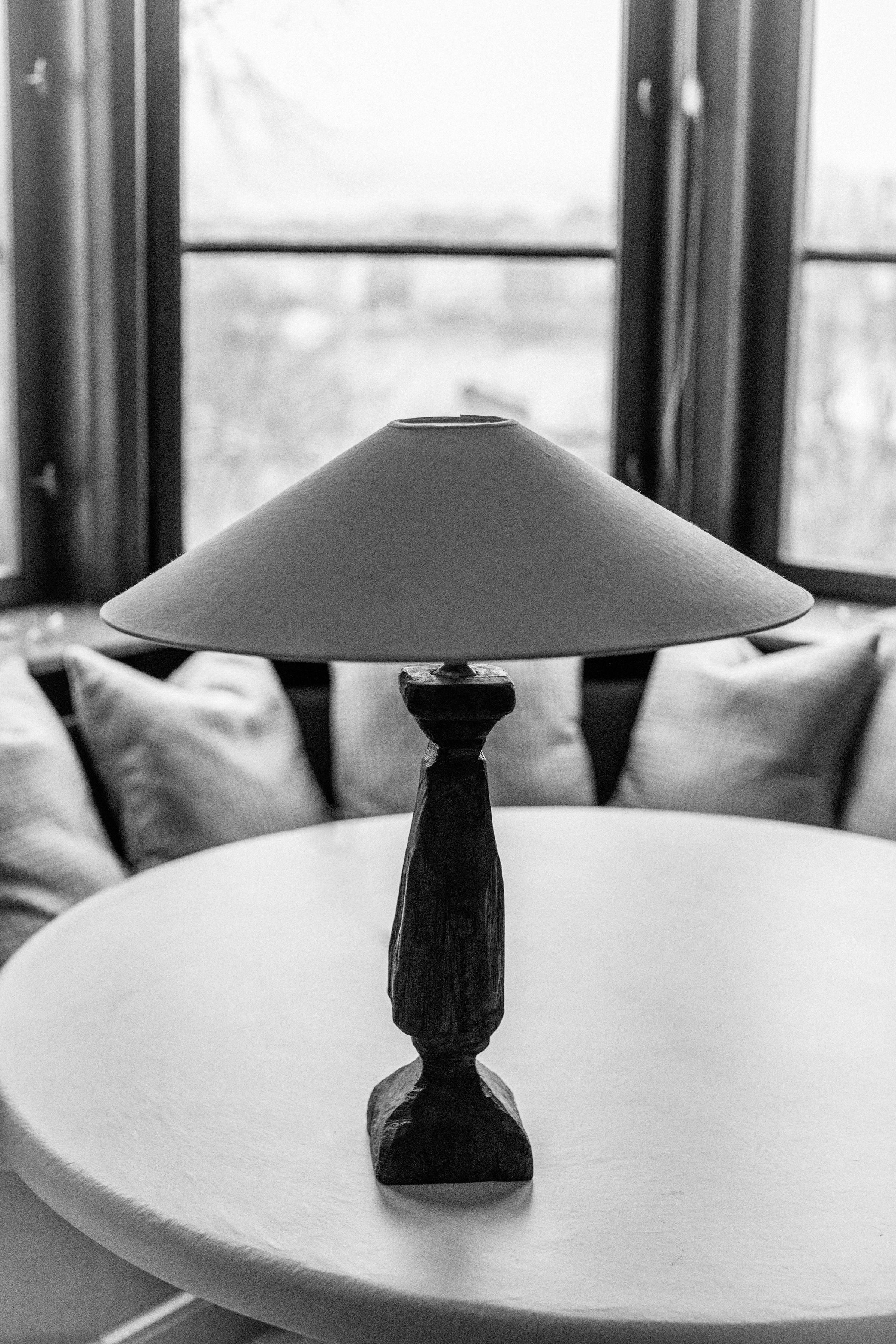 Hand-Carved Wooden Table Lamp - Image 3