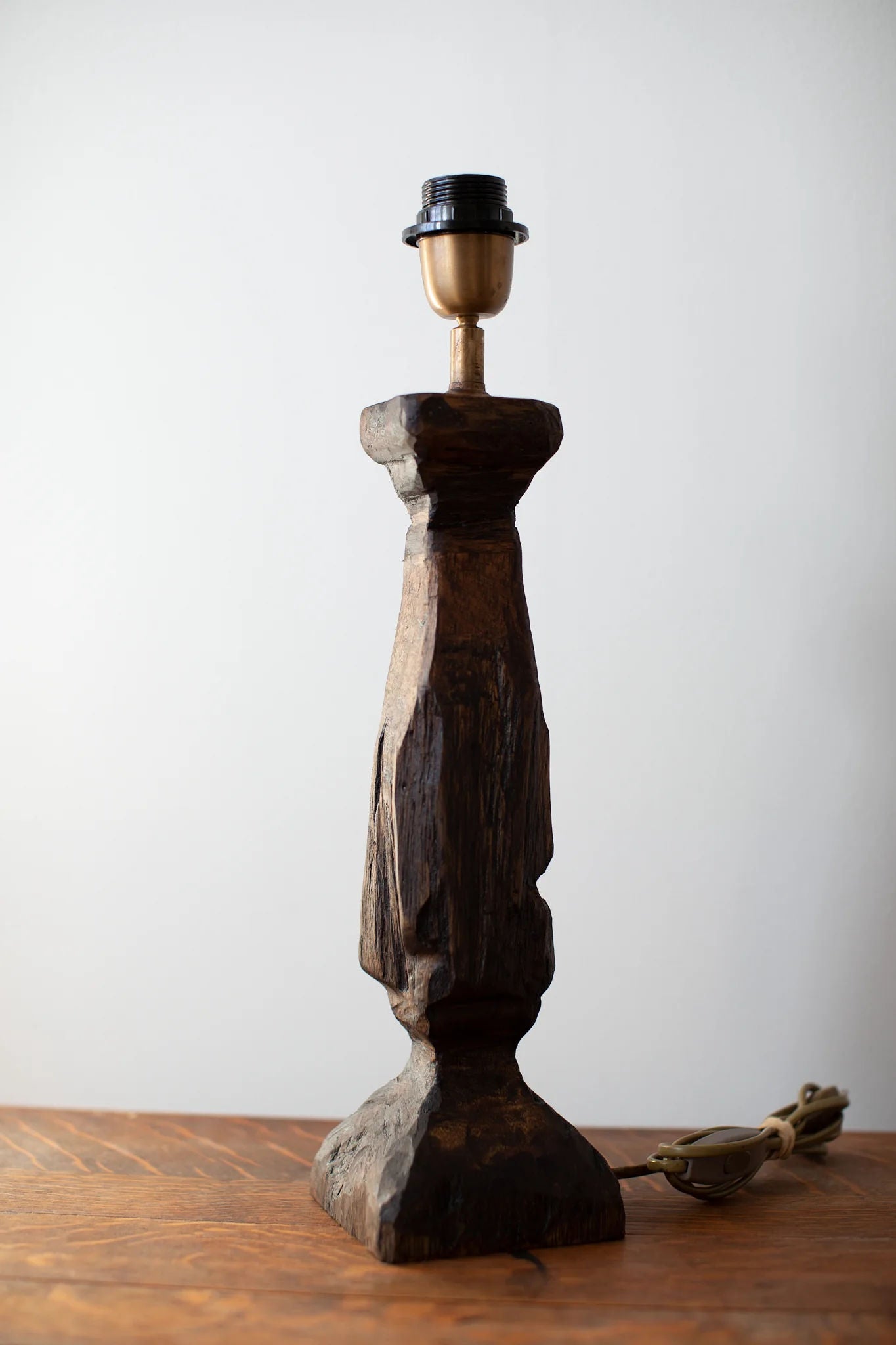 Hand-Carved Wooden Table Lamp - Image 5